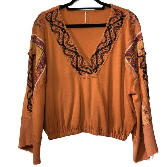 Free People Cross Country Bohemian Top Sienna Size Medium - Picture 2 of 11